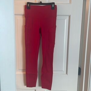 Women’s Lululemon red fast and free tight.